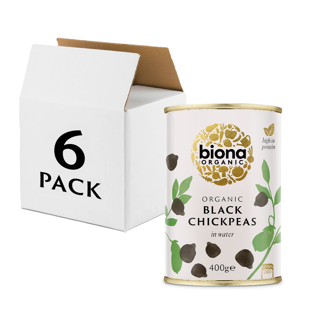 Biona Organic Black Chickpeas 6 x 400g (2.4kg)