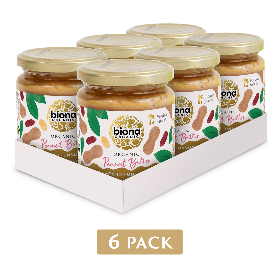 Biona Organic Peanut Butter Smooth 6 x 250g (1.5kg)