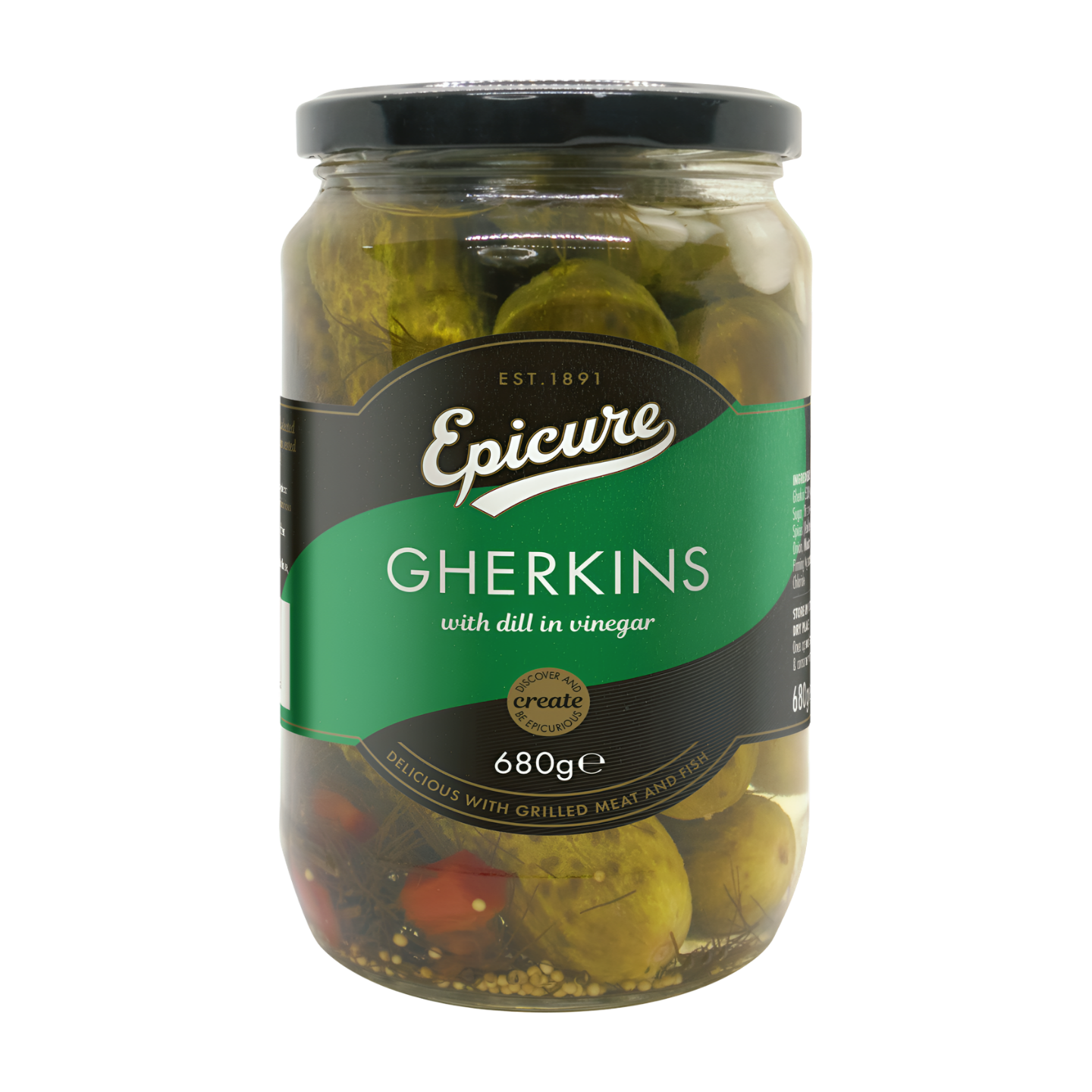 Epicure Gherkins with Dill in Vinegar (680g)