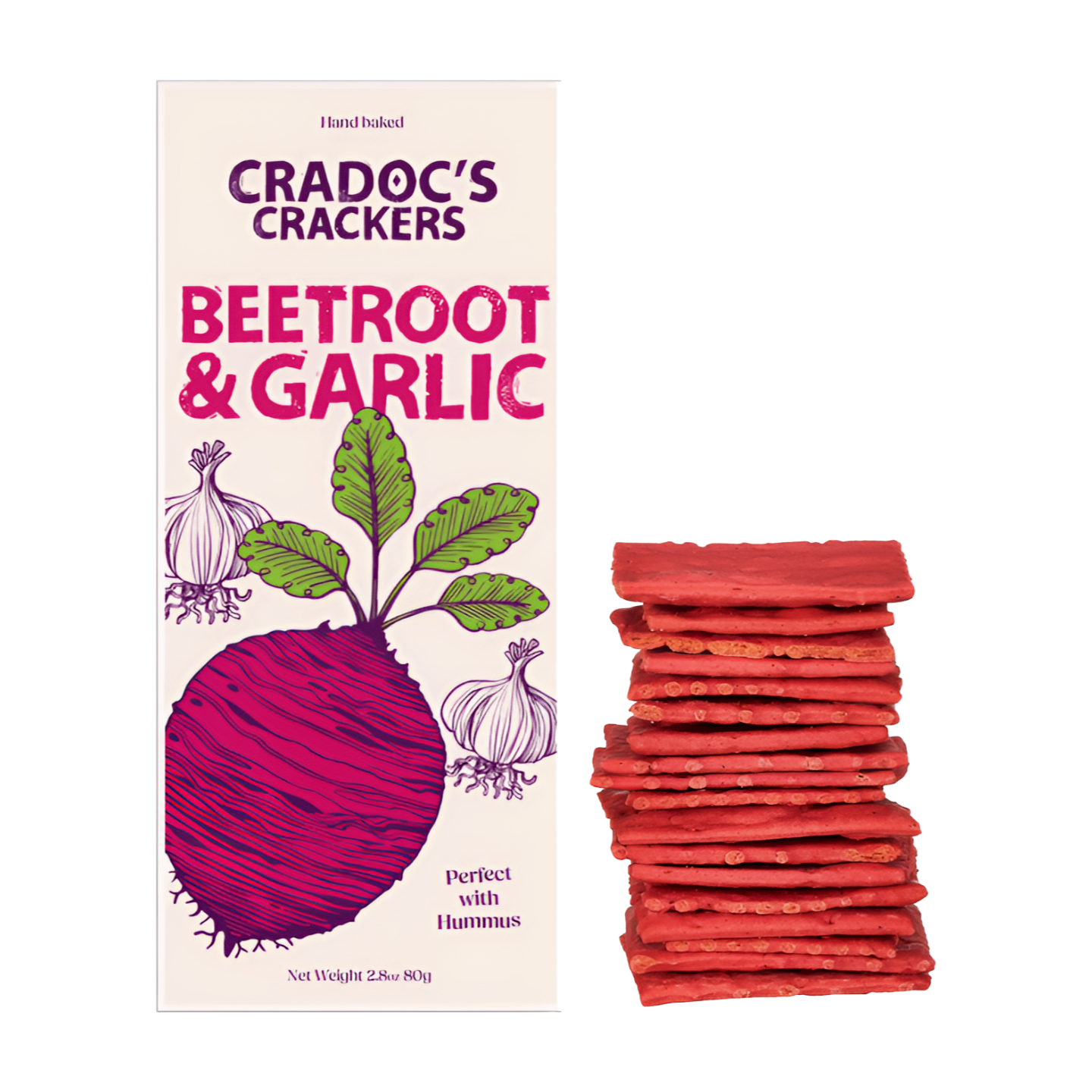 Cradoc's Beetroot & Garlic Crackers (80g)