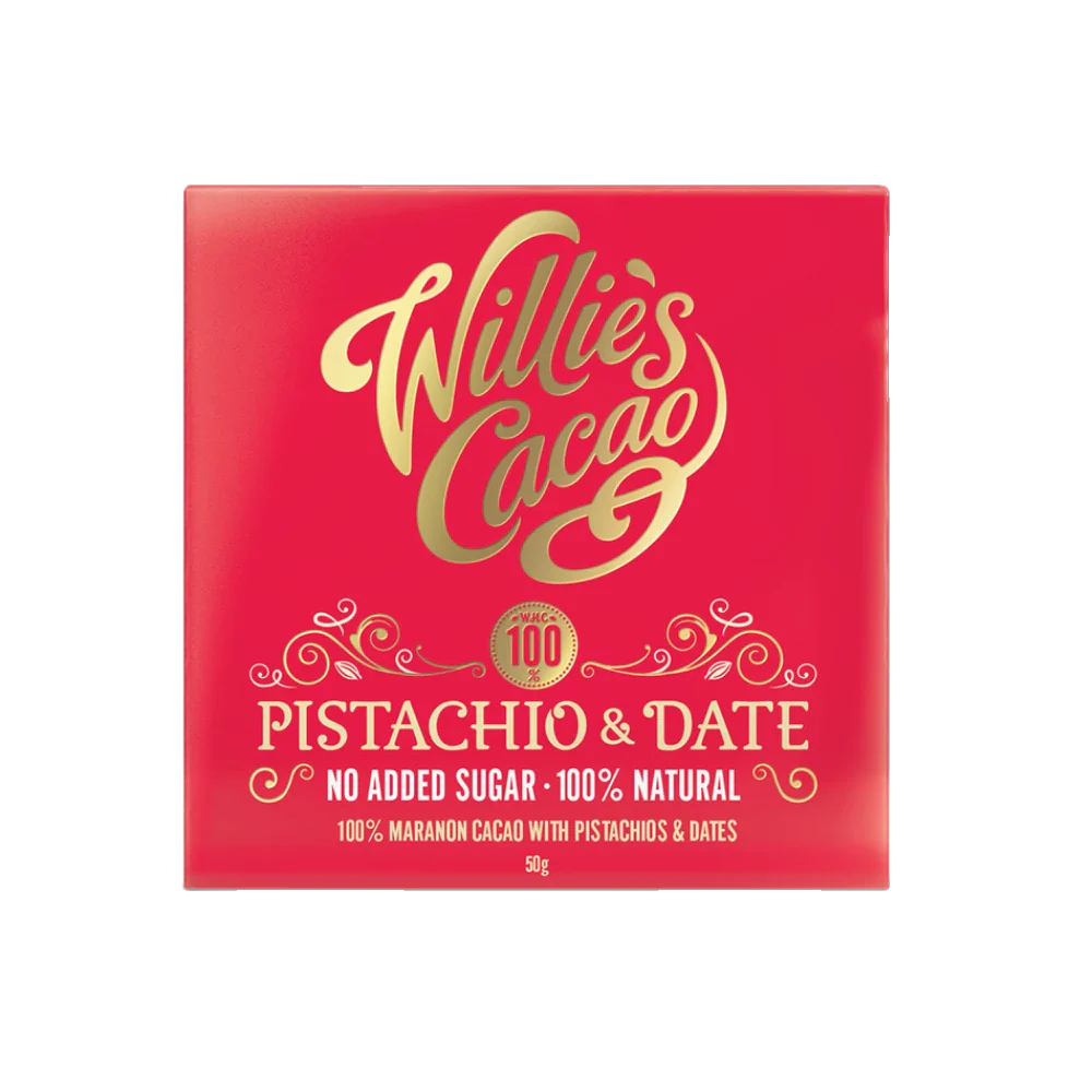 Willie's Cacao No Added Sugar Pistachio & Date Chocolate (50g)