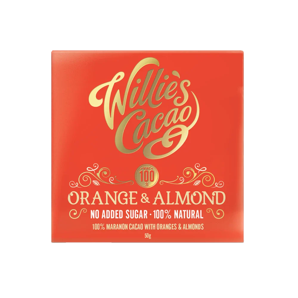 Willie's Cacao No Added Sugar Orange & Almond Chocolate (50g)