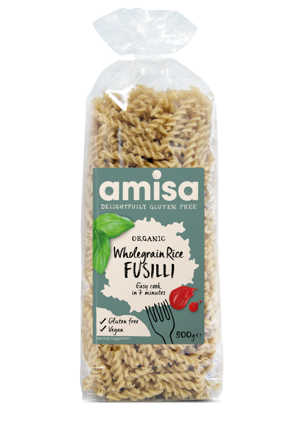 Amisa Organic Gluten Free Wholegrain Rice Fusill (500g)