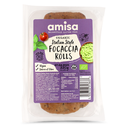 Amisa Organic Gluten Free Italian Style Focaccia Rolls (200g)