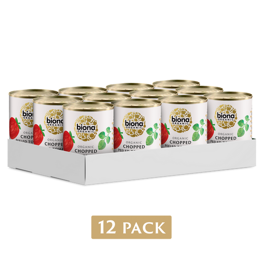 Biona Organic Chopped Tomatoes with Garlic & Oregano 12 x 400g (4.8kg)