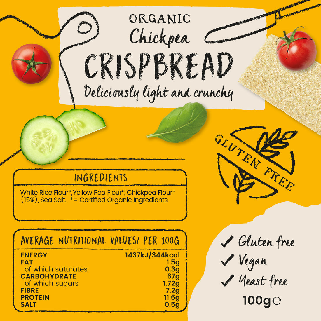Amisa Organic Gluten Free Chickpea Crispbread (100g)