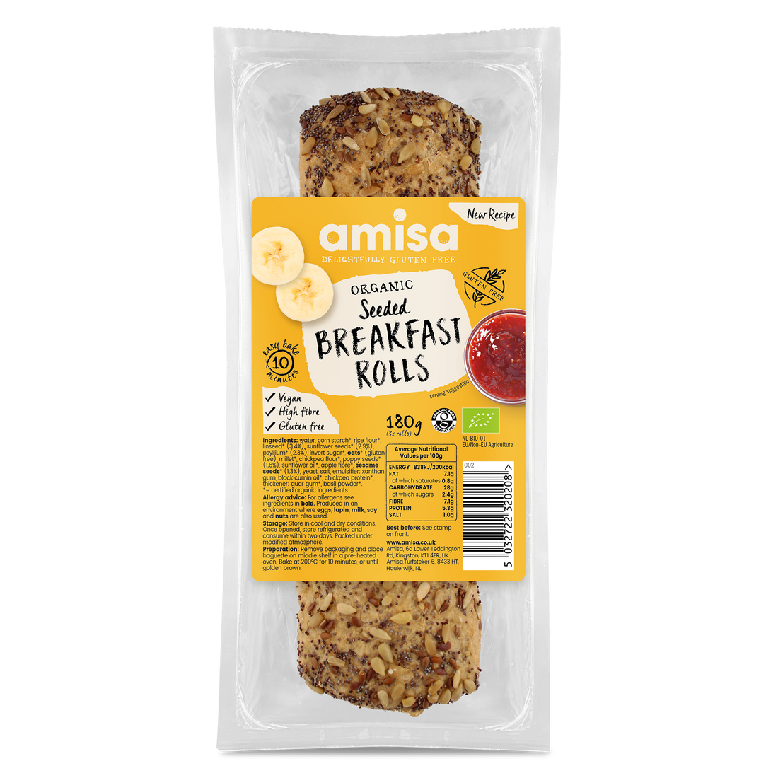 Amisa Organic Seeded Breakfast Rolls (180g)