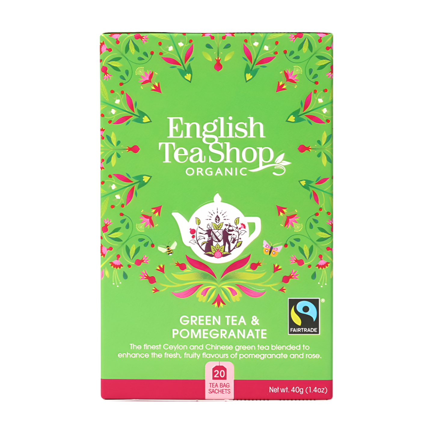 English Tea Shop Organic Green Tea & Pomegranate (20 Tea Bags)