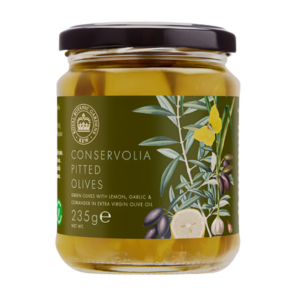 RBG Kew Pitted Conservolia Olives with Lemon & Garlic (245g)