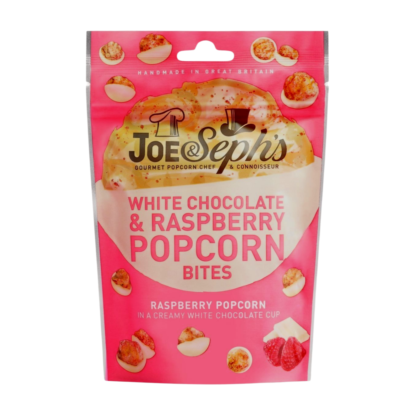 Joe & Seph's White Chocolate & Raspberry Popcorn Bites (63g)