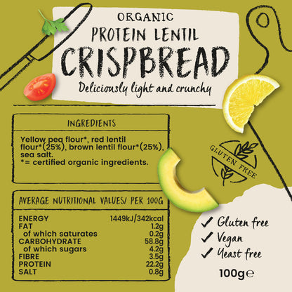 Amisa Organic Gluten Free Protein Lentil Crispbread (100g)