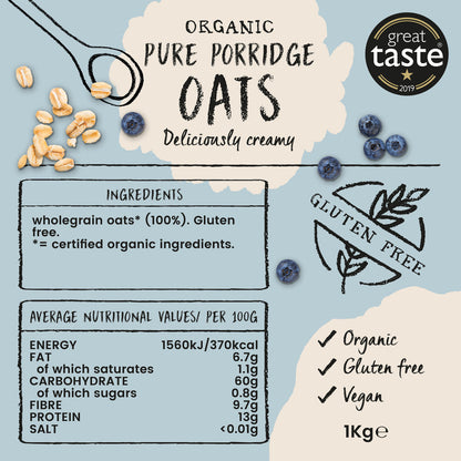 Amisa Organic Gluten Free Pure Porridge Oats (1kg)