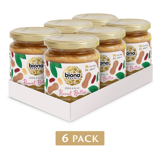 Biona Organic Peanut Butter Smooth 6 x 250g (1.5kg)