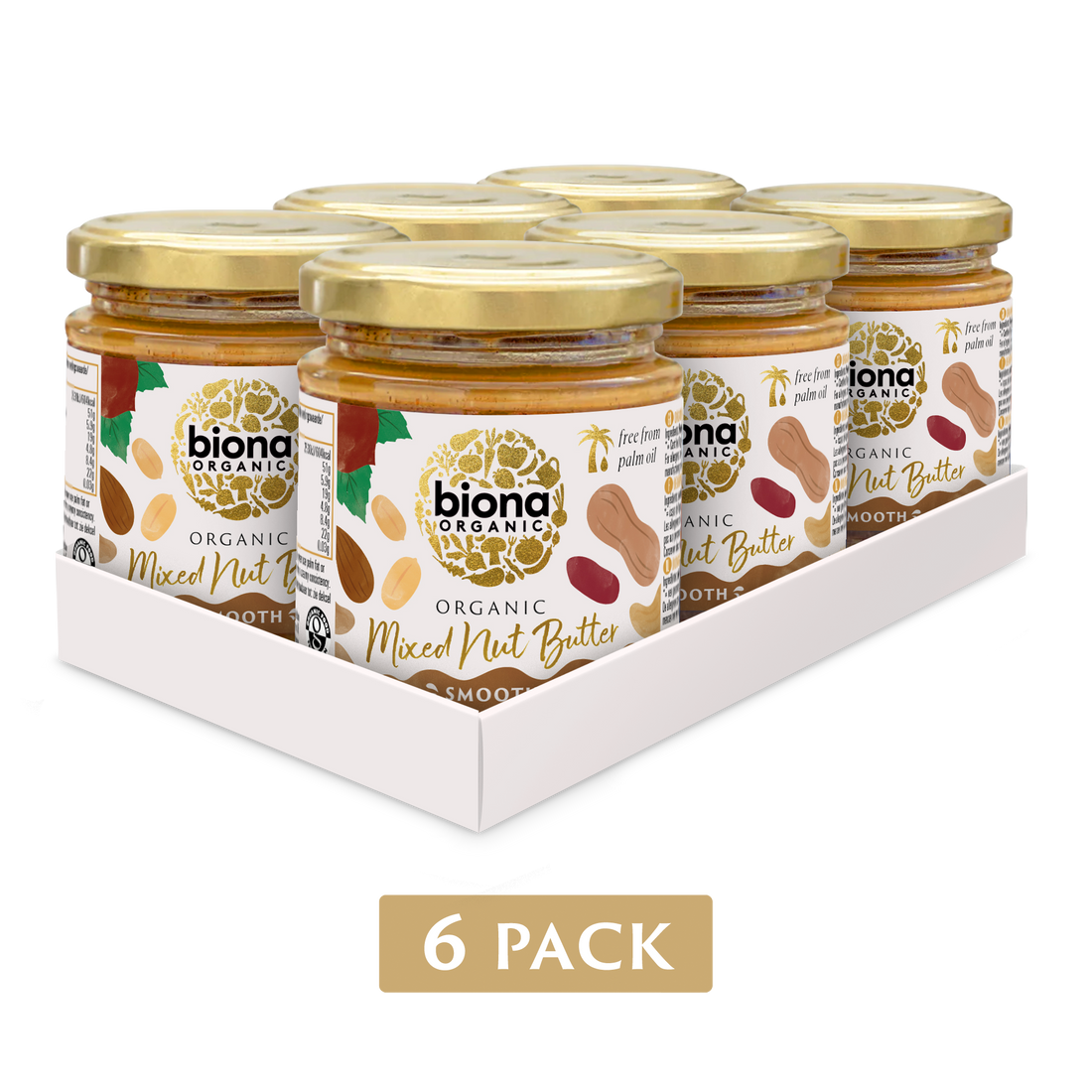 Biona Organic Mixed Nut Butter Smooth 6 x (170g)
