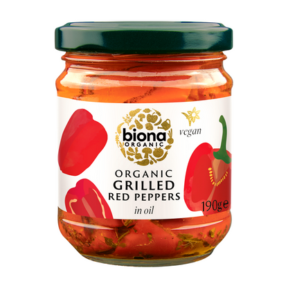 Biona Organic Grilled Red Peppers in Oil (190g)
