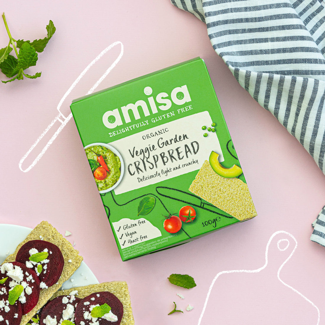 Amisa Organic Gluten Free Veggie Garden Crispbread (100g)