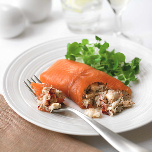 Smoked Salmon Paupiettes with Hot Smoked Salmon - Serves 2