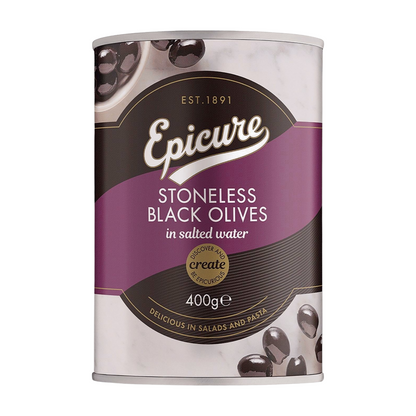 Epicure Stoneless Black Olives (400g)