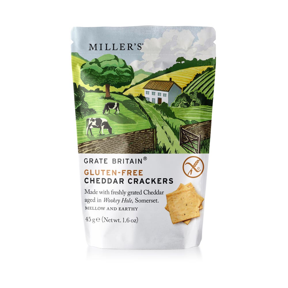 Artisan Biscuits Grate Britain® Gluten-Free Cheddar Crackers Pouches - For 'Grab & Go' (45g)